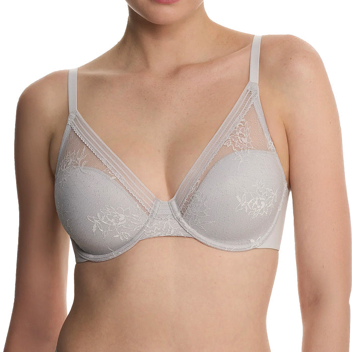 Natori Love Lace Full Coverage Plunge T-Shirt Bra 731351 Mink Warm White Front