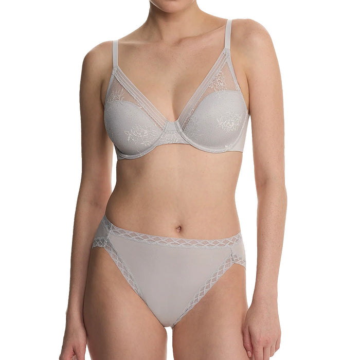 Natori Love Lace Full Coverage Plunge T-Shirt Bra 731351 Mink Warm White Set