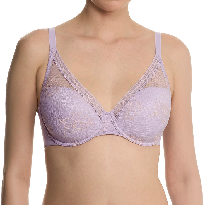 Natori Love Lace Full Coverage Plunge T-Shirt Bra 731351 Purple Pearl Peach Whip Front