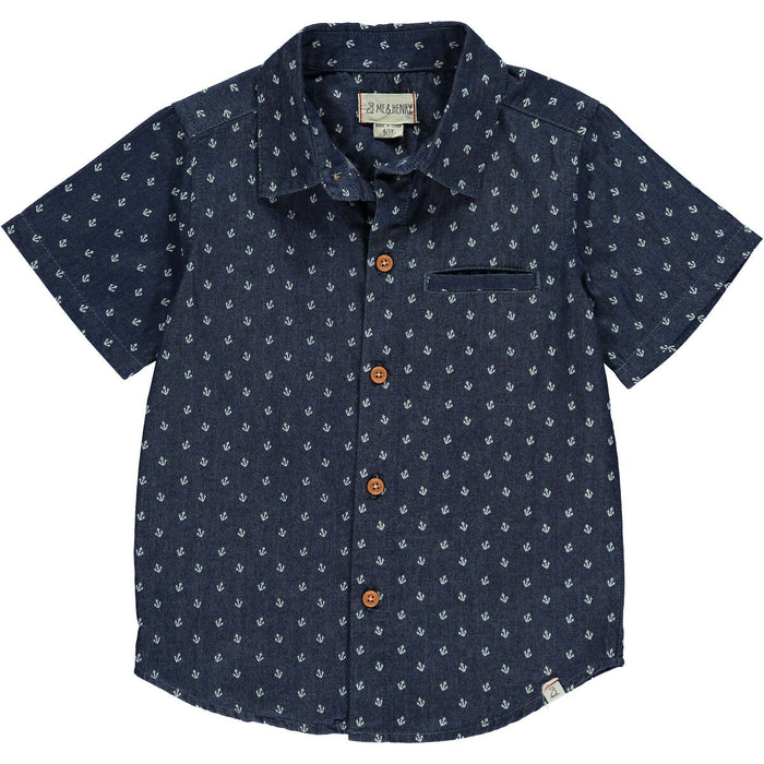 Navy Anchor Woven Shirt