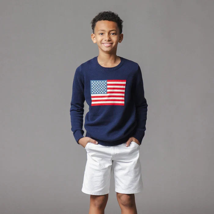 Navy Organic Cotton Flag Sweater