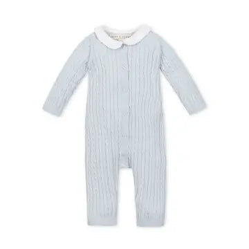 Organic Cotton Collared Blue Sweater Romper