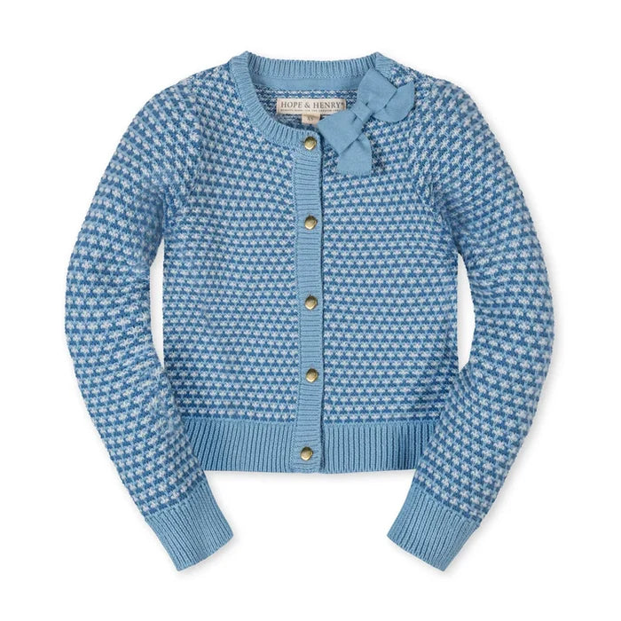 Organic Tweed Stitch Bow Cardigan