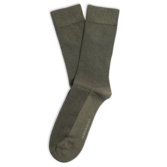 Originals Champagne Pique Socks Army Green - Democratique Socks