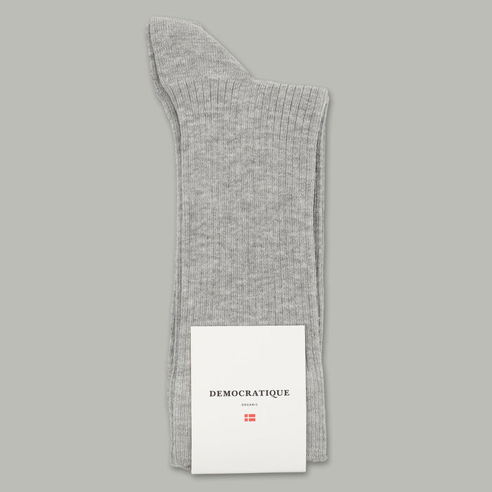 Democratique Socks Originals Fine Rib Light Grey Melange - Democratique Socks
