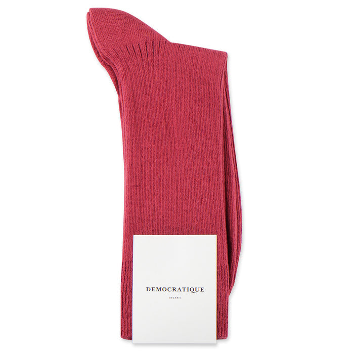 Democratique Socks Originals Fine Rib Organic Cotton Light Rosso - Democratique Socks