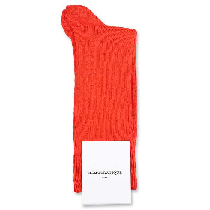 Democratique Socks Originals Fine Rib Organic Cotton Okker Orange - Democratique Socks