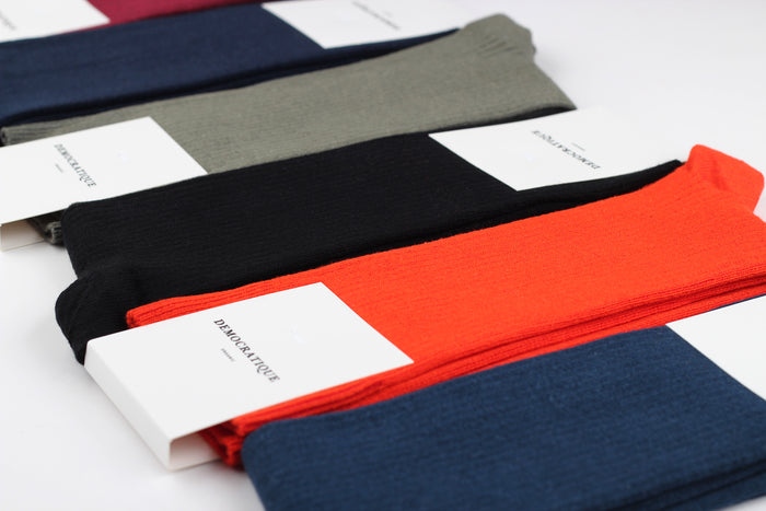 Democratique Socks Originals Fine Rib Organic Cotton Okker Orange - Democratique Socks