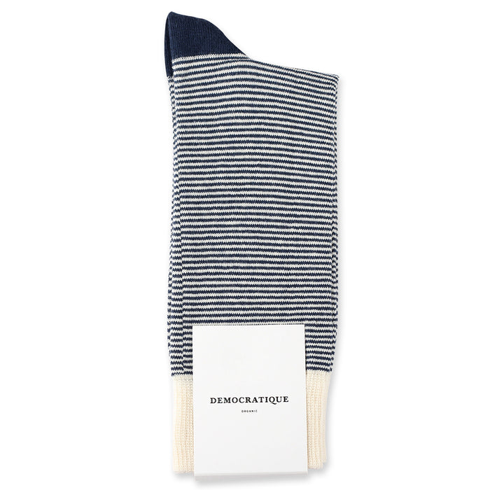 Originals Ultralight Stripes Organic Cotton Navy / Off White - Democratique Socks