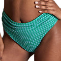 Panache Midi Gingham Gathered Bikini Bottoms SW1729 Green Gingham Front