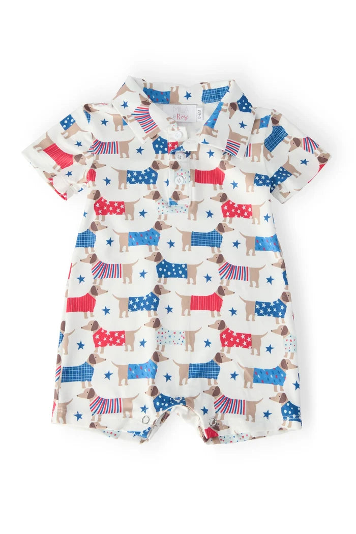 Patriotic Pups Polo Romper