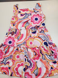 Pink Abstract Floral Square Neck Dress