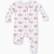 Pink Bubbly Whale 2-way Zipper Ruffle Footie