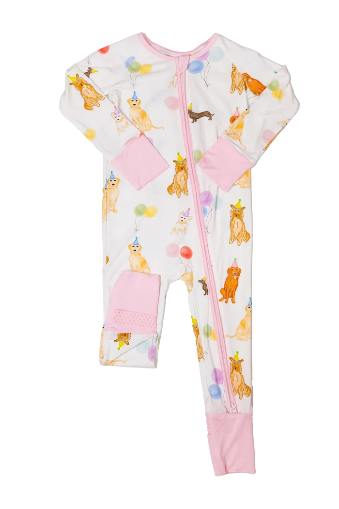 Pink Dog Party Romper