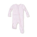 Pink Multi Stripe Ribbed Knit Ruffle Footie