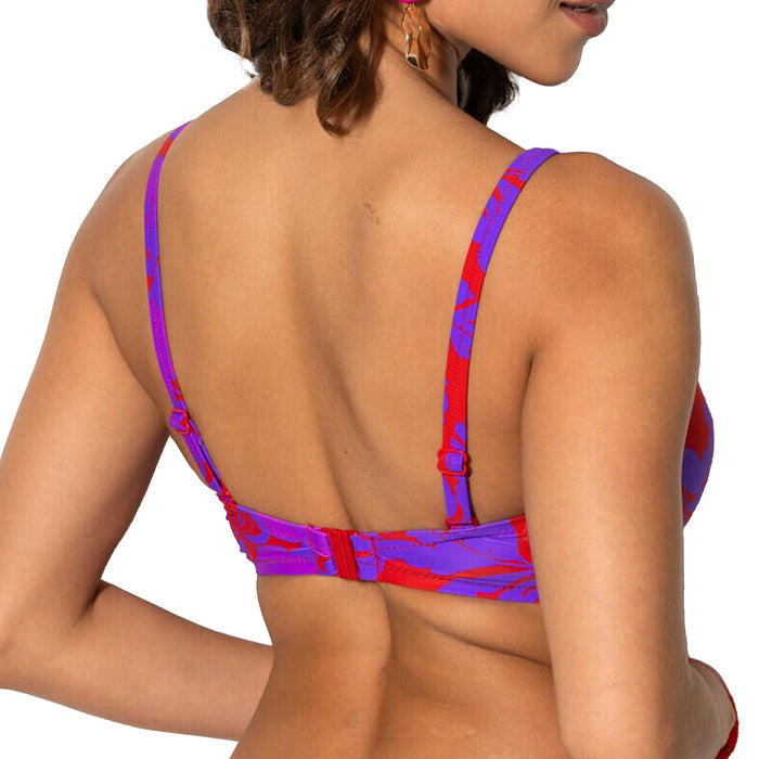 Pour Moi Heatwave Strapless Lightly Padded Bikini Top PM86000 Red Purple Back