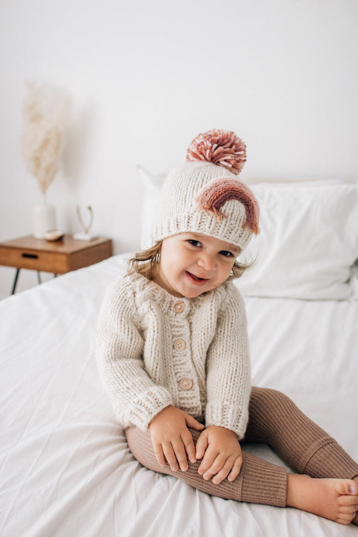 Rainbow Knit Beanie Hat