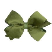 Scalloped Edge Faux Velvet Overlay Bow-Medium-6 colors