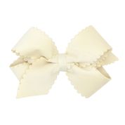 Scalloped Edge Faux Velvet Overlay Bow-Medium-6 colors