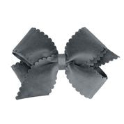 Scalloped Edge Faux Velvet Overlay Bow-Medium-6 colors