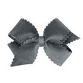 Scalloped Edge Faux Velvet Overlay Bow-Medium-6 colors