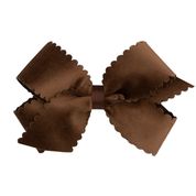 Scalloped Edge Faux Velvet Overlay Bow-Medium-6 colors