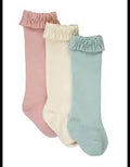 Soft Mauve, Ivory & Cloud Blue Knee Hight Socks