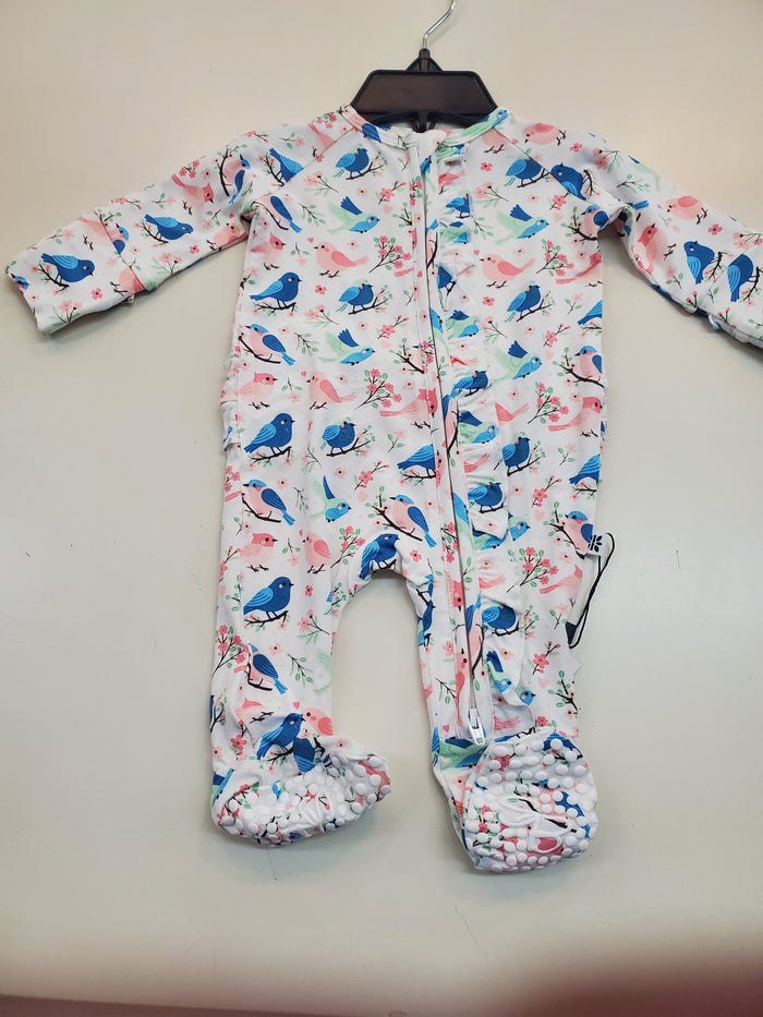 Songbirds Ruffle Zipper Footie