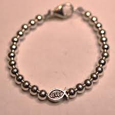 Sterling Silver Jesus Bead Bracelet