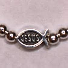 Sterling Silver Jesus Bead Bracelet
