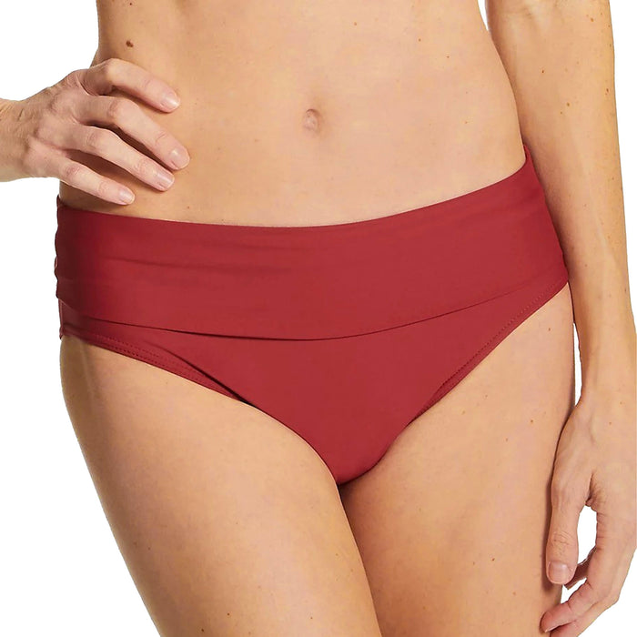 Sunsets Hannah High Waist Bikini Bottom 33B Tuscan Red Folded View