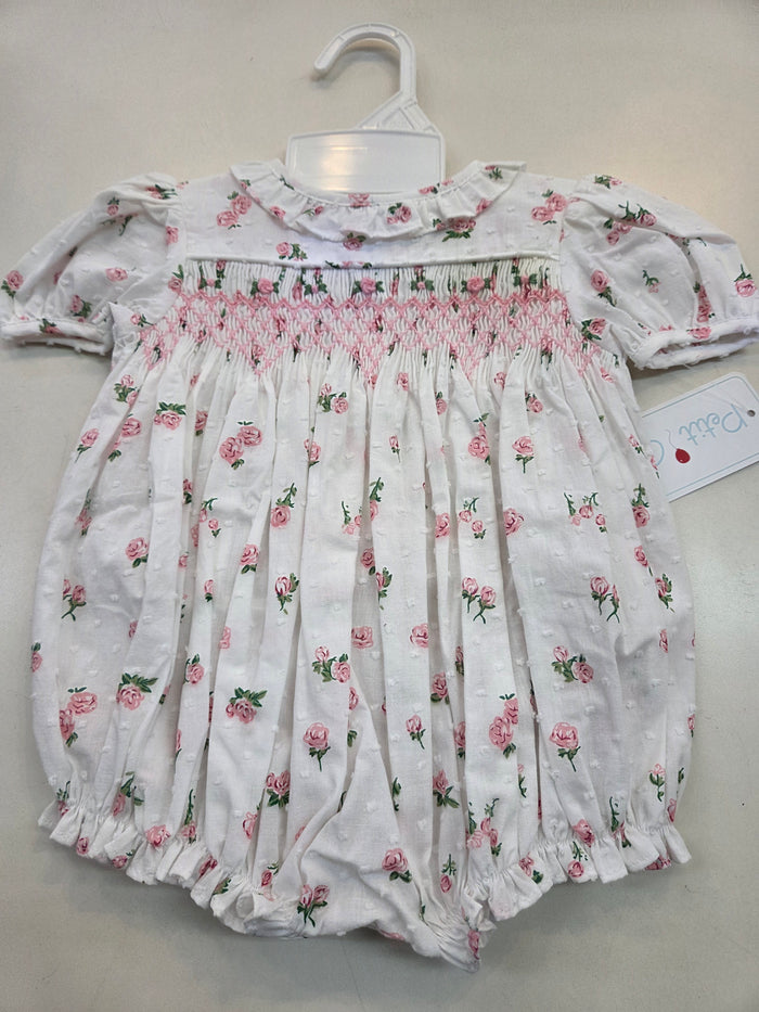 Swiss Dot Smocked Rose Bubble