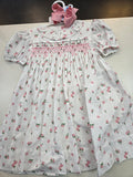 Swiss Dot Smocked Rose Dress