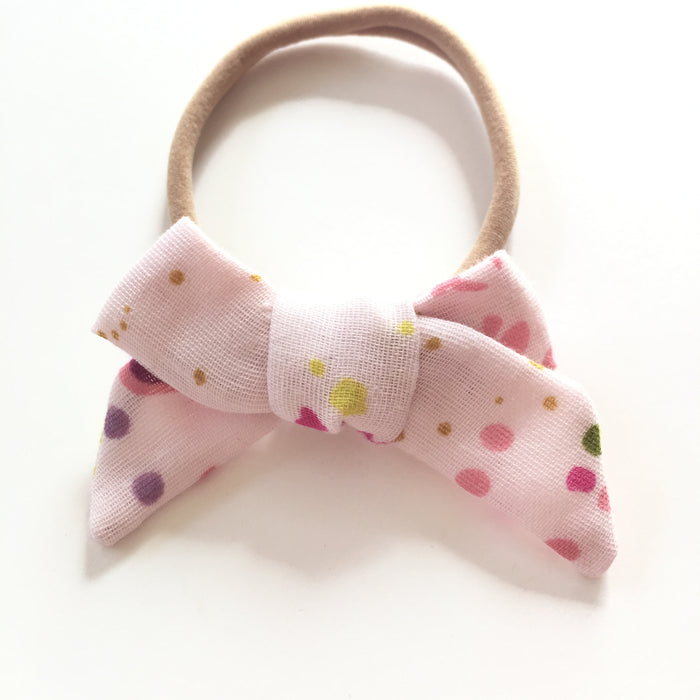 The Tiny Bow Shop - Floral Splatter Gauze Chunky Hair Bow