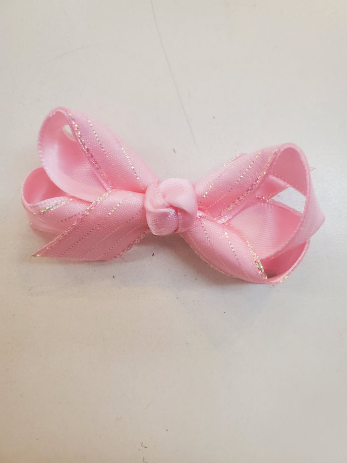 Tiny Glitter Satin Overlay Bow
