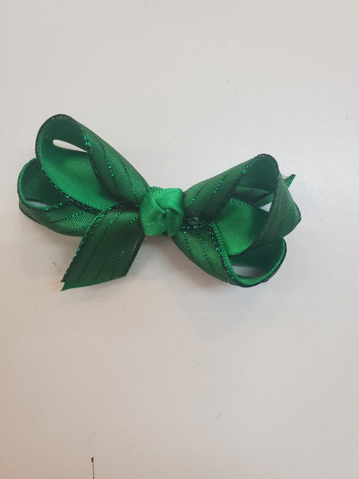 Tiny Glitter Satin Overlay Bow