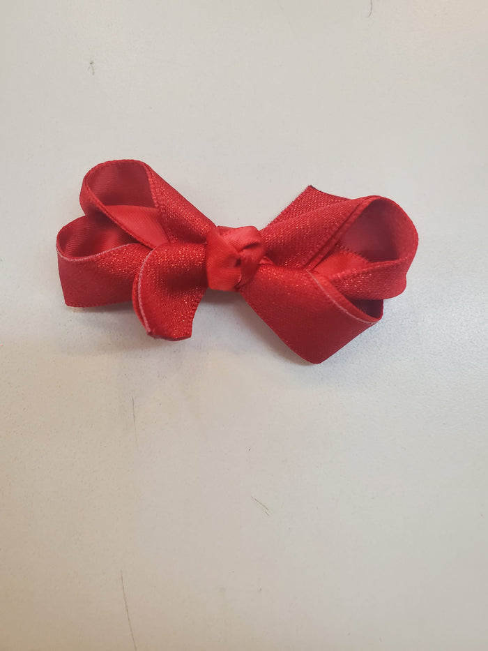 Tiny Glitter Satin Overlay Bow