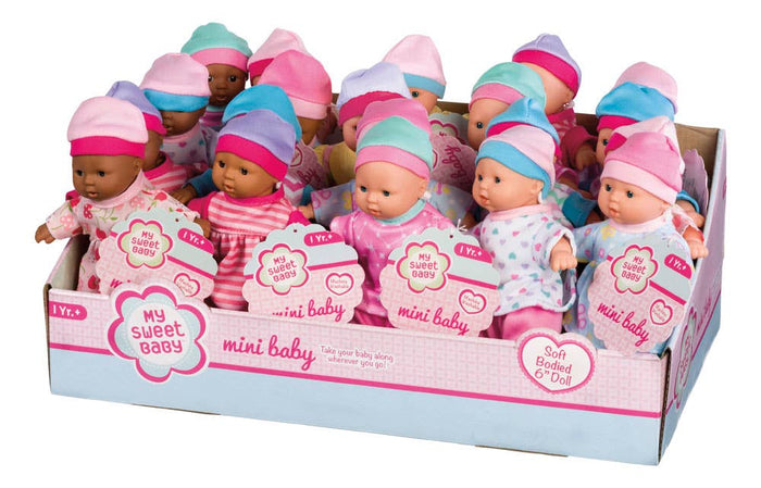 Toysmith - My Sweet Baby 6" Mini Babies-Asst Skin Tones Dolls