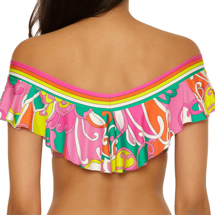 Trina Turk Elara Banded Off the Shoulder Ruffle Bandeau Bikini Top 3253265 Multi Back