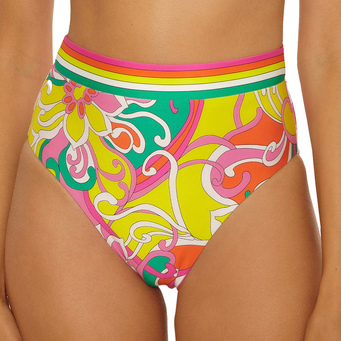 Trina Turk Elara Reversible Banded Hi-Waist Bikini Bottom 3254665 Multi Front