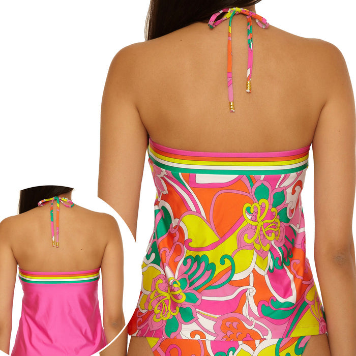 Trina Turk Reversible Elara Hi-Neck Tankini 3253565 Multi Back