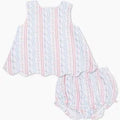 Tulip Stripe Scallop Back Top + Bloomers