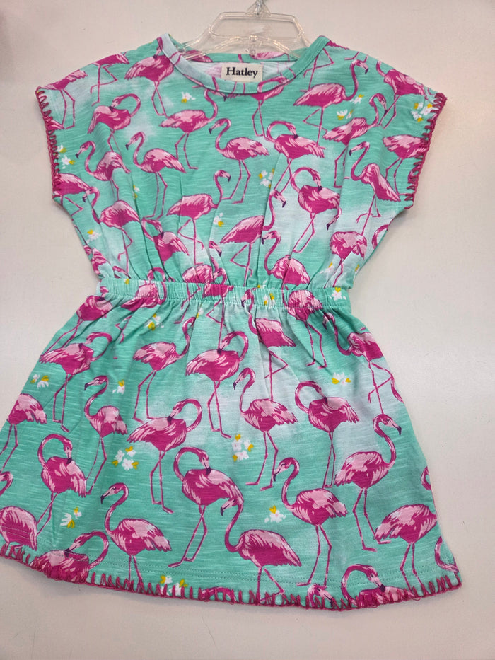 Whimsical Flamingo Cinched Waist Dress