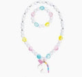 White Unicorn Necklace & Bracelet Set